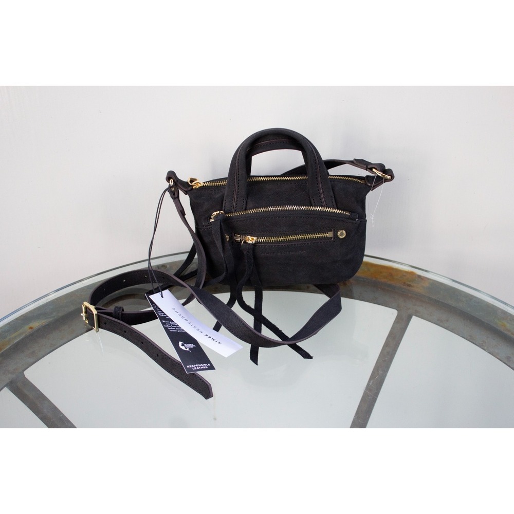 NWT NEW $198 AIMEE KESTENBERG Blaze Mini Satchel Black Leather/Gold Hardware